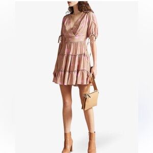 Ted Baker Brown Pink Polka Dot Stefina Printed Tiered Mini Dress